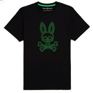 Psycho Bunny Dixon Flocking Graphic Tee with Neon Green Graphic